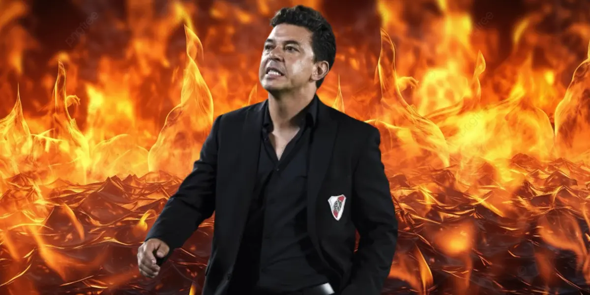 Marcelo Gallardo en River y fuego de fondo