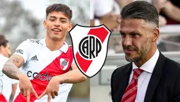 Ruberto con la camiseta de River y a su lado Demichelis.