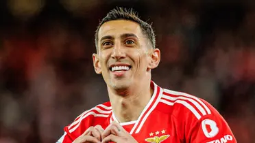 Ángel Di María celebrando su gol en Benfica