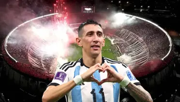 Ángel Di María y Estadio Monumental de fondo