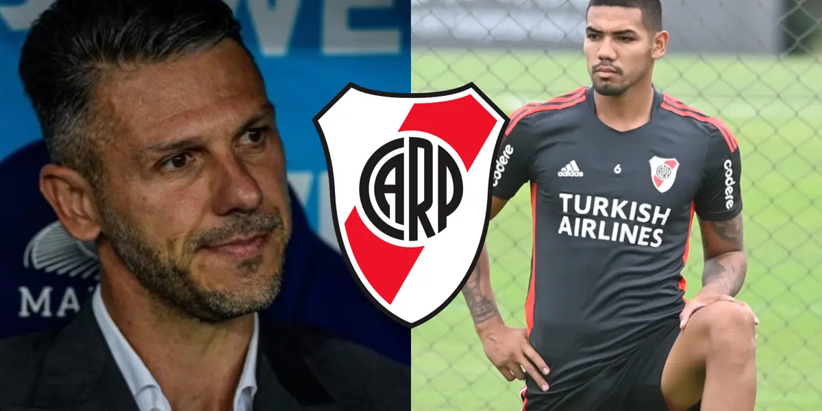 David Martínez en un entrenamiento de River junto a Martín Demichelis,