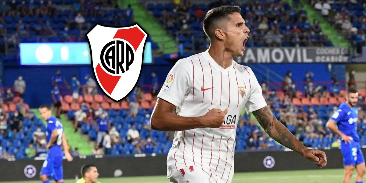 Erik Lamela con la camiseta de Sevilla.