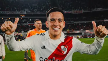 Esequiel Barco festejando en River