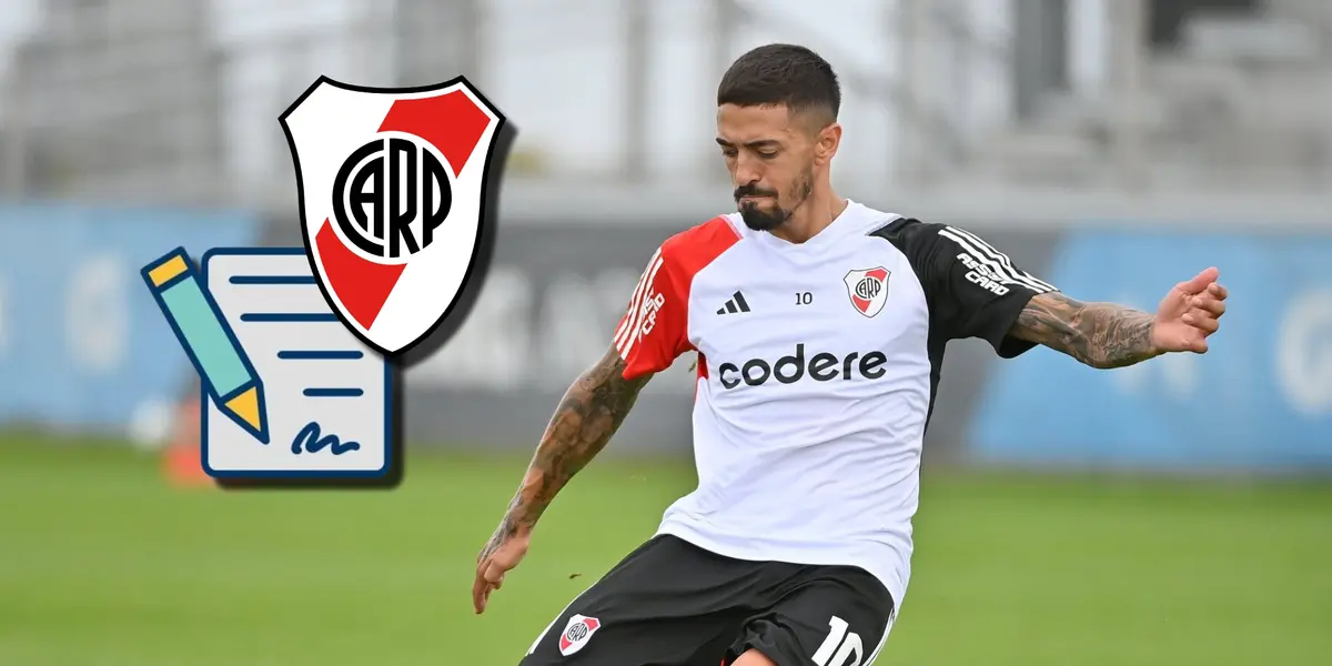 Manuel Lanzini durante un entrenamiento en River Plate.