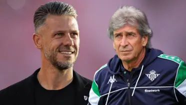 Manuel Pellegrini y de fondo Martín Demichelis.