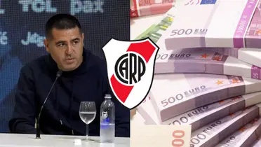 Riquelme y fajo de billetes