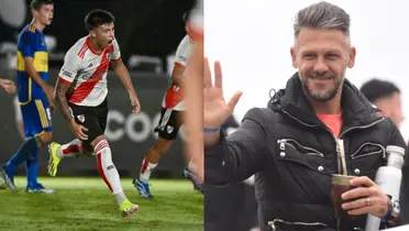 Ruberto gritando gol a Boca y Demichelis viendo a la reserva de River